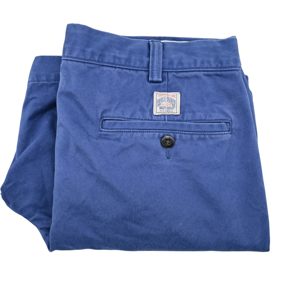 100% Cotton Polo Ralph Lauren Men 34 Blue Salinger Chino Shorts Relaxed Fit
